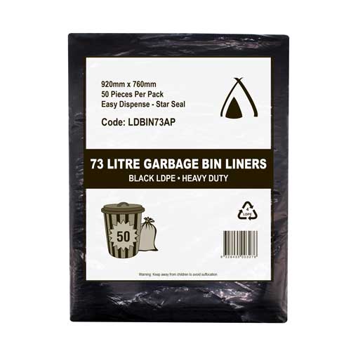 72-77L Garbage Bags - Black - (Packet 50)