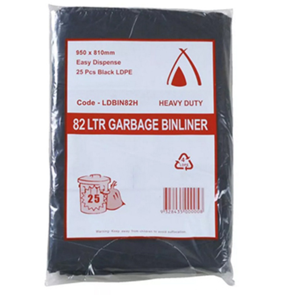 82L Garbage Bags - Black - (Packet 25)