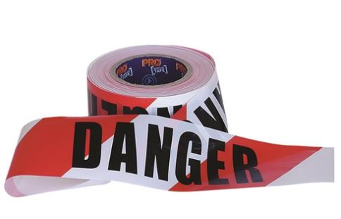 Barrier Tape Red/White (DANGER) 75mm x 100m (ea/24box)