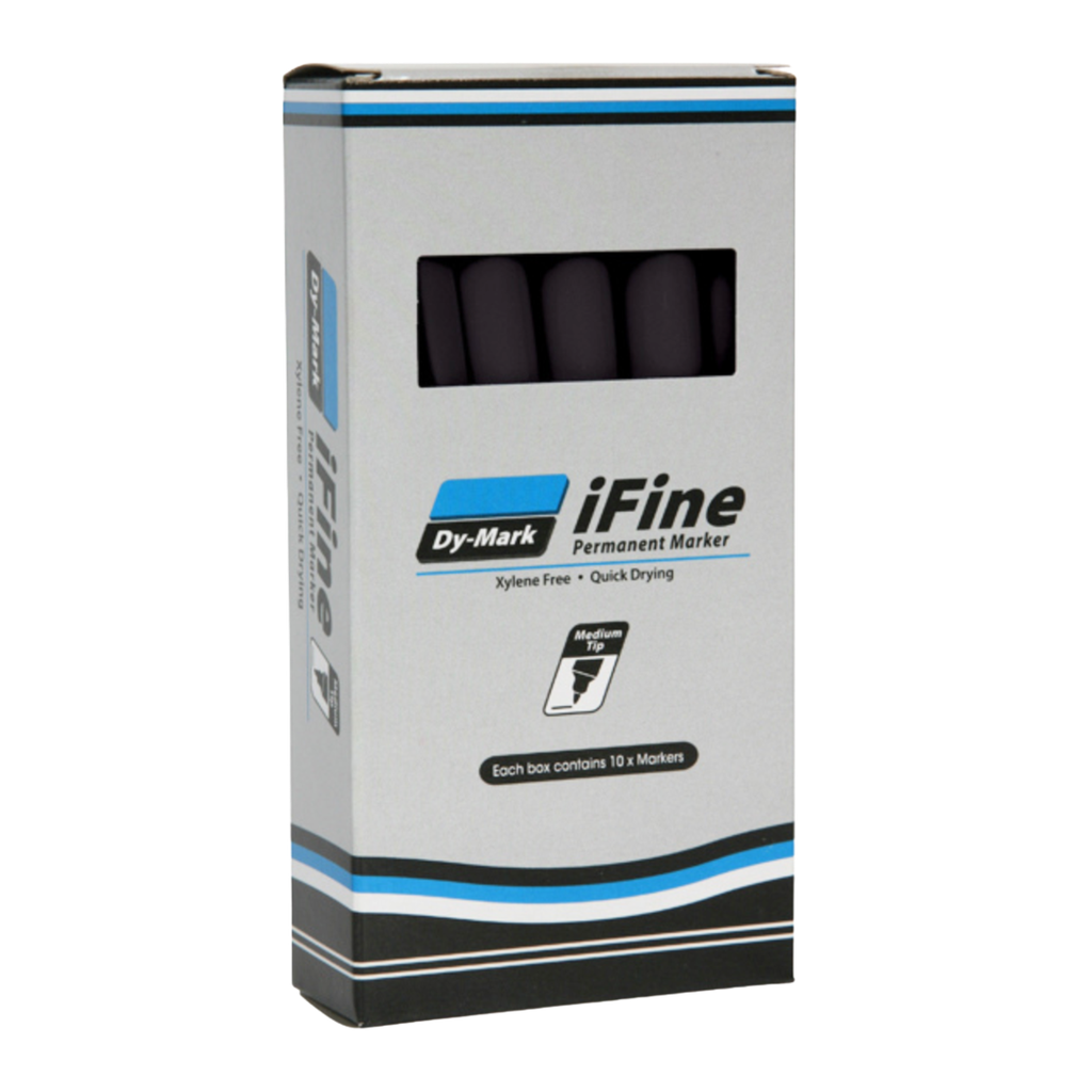 Dy-Mark iFine Permanent Marker Pen - Black (ea/Box 10)
