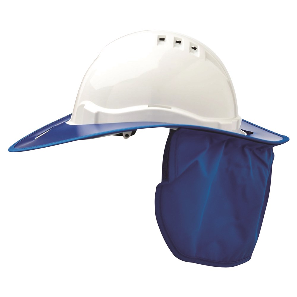 Hard Hat Plastic Snap Brim w/- neck flap NAVY BLUE