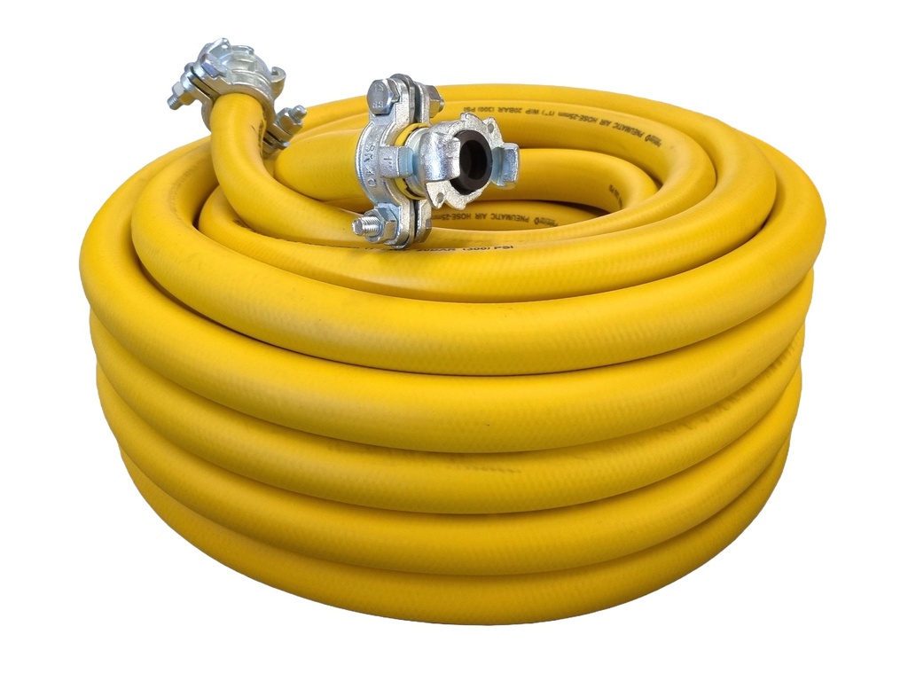 Tradeline Rubber Compressor Air Water Hose Yellow - 25mm x 20mtr  - Includes Claw Couplings