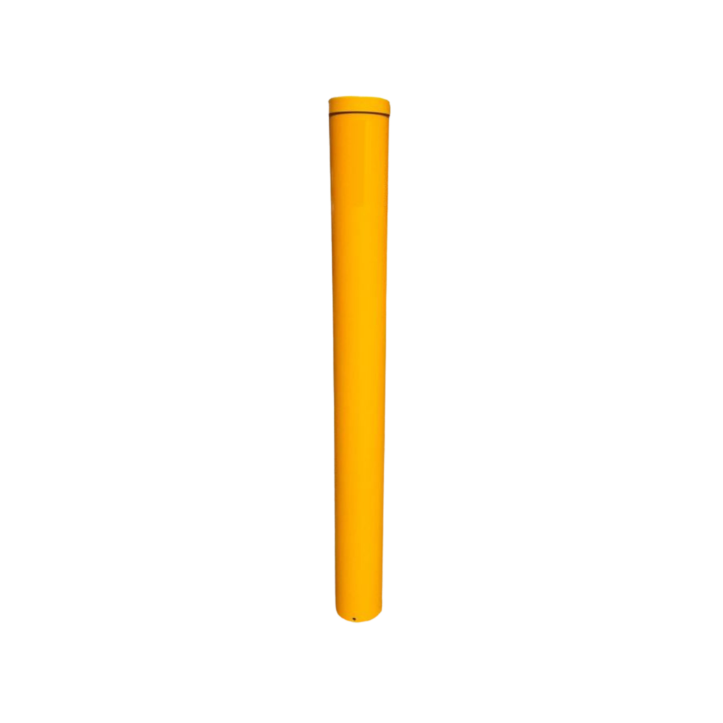 Safety Yellow Steel Bollard - 1300/1600mm(H) x 165mm Dia - In Ground - 5.4mm wall thickness