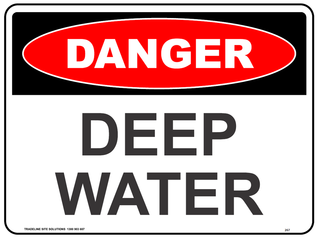 Safety Sign 600 x 450mm Coreflute - DANGER Deep Water