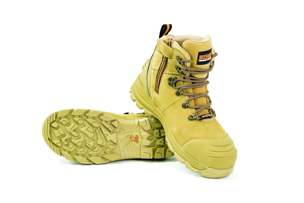 XT Zip Side Lace Up Safety Boot Wheat