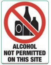 Safety Sign 600 x 450mm Corflute - Alcohol Not Permitted On This Site