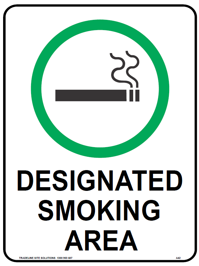 Safety Sign 600 x 450mm Coreflute - DESIGNATED SMOKING AREA (Symbol)