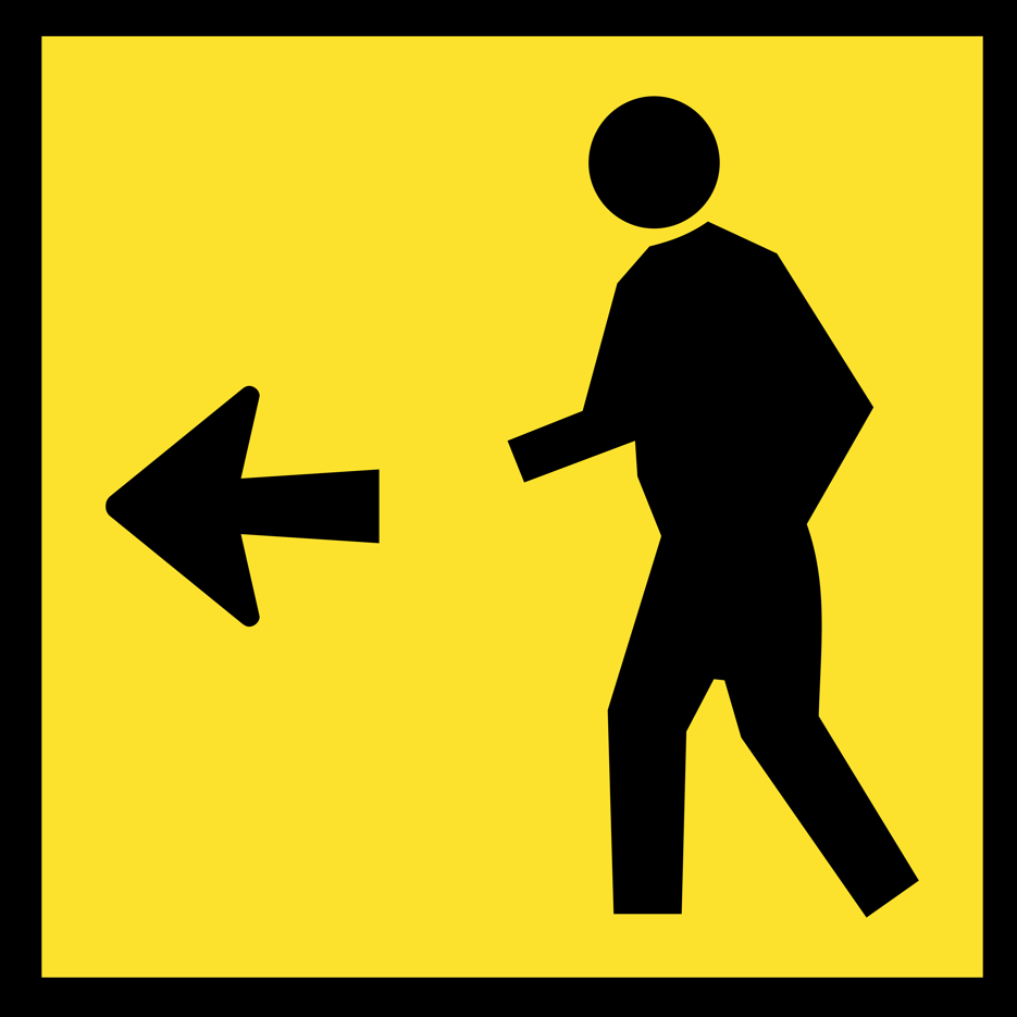 Multi Message Sign 600 x 600mm Class 1 Coreflute - Pedestrian Left Symbol