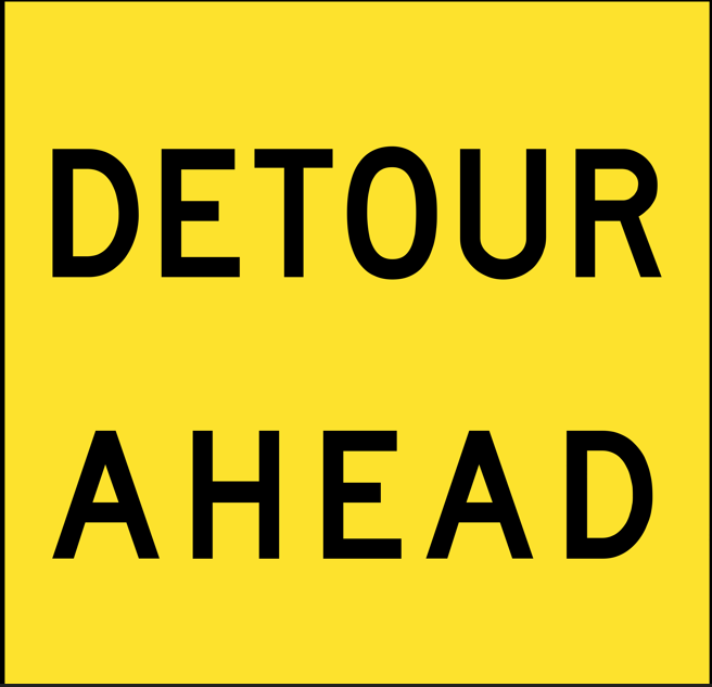 Multi Message Sign 600 x 600mm Class 1 Coreflute - Detour Ahead