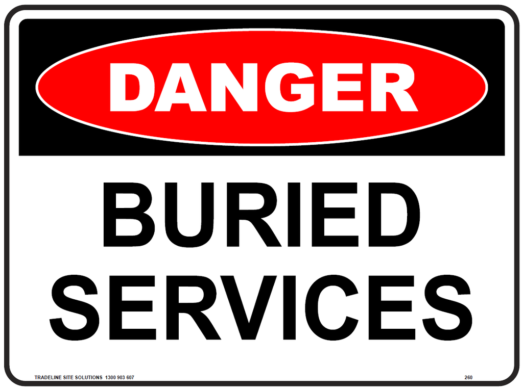 Safety Sign 600 x 450mm Coreflute - DANGER Buried Services