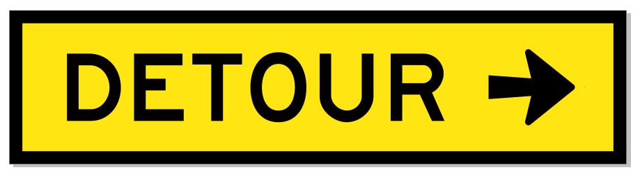 QLD Multi Message 1200 x 300mm Class 1 Reflective - Detour (Right Arrow)