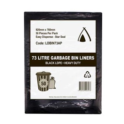 [GARBAG75] 72-77L Garbage Bags - Black - (Packet 50)