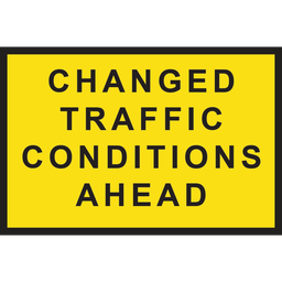 [SIGNT1-23B] Boxed Edge Sign Metal Class 1W Reflective 1800 x 1200mm - Changed Traffic Conditions Ahead