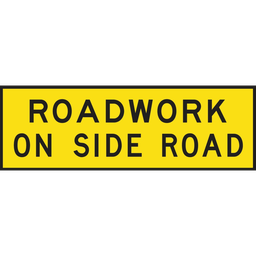 [SIGNT1-25A] Boxed Edge Sign Metal Class 1W Reflective 1800 x 600mm - Roadwork On Side Road