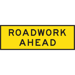 [SIGNT1-1B] Boxed Edge Sign Metal Class 1W Reflective 2400 x 900mm - Roadwork Ahead