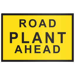 [SIGNT1-3-1] Boxed Edge Sign Metal Class 1W Reflective 900 x 600mm - Road Plant Ahead