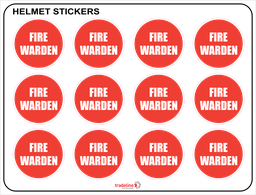 [STICKFIRE] Hard Hat Stickers - (12 on sheet) - Fire Warden